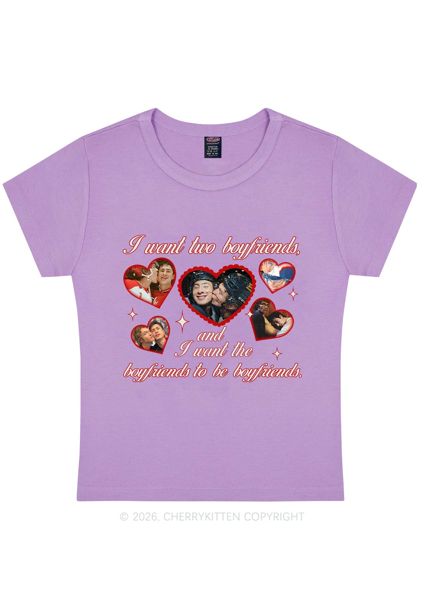 I Want Two Boyfriends HR Y2K Baby Tee Cherrykitten