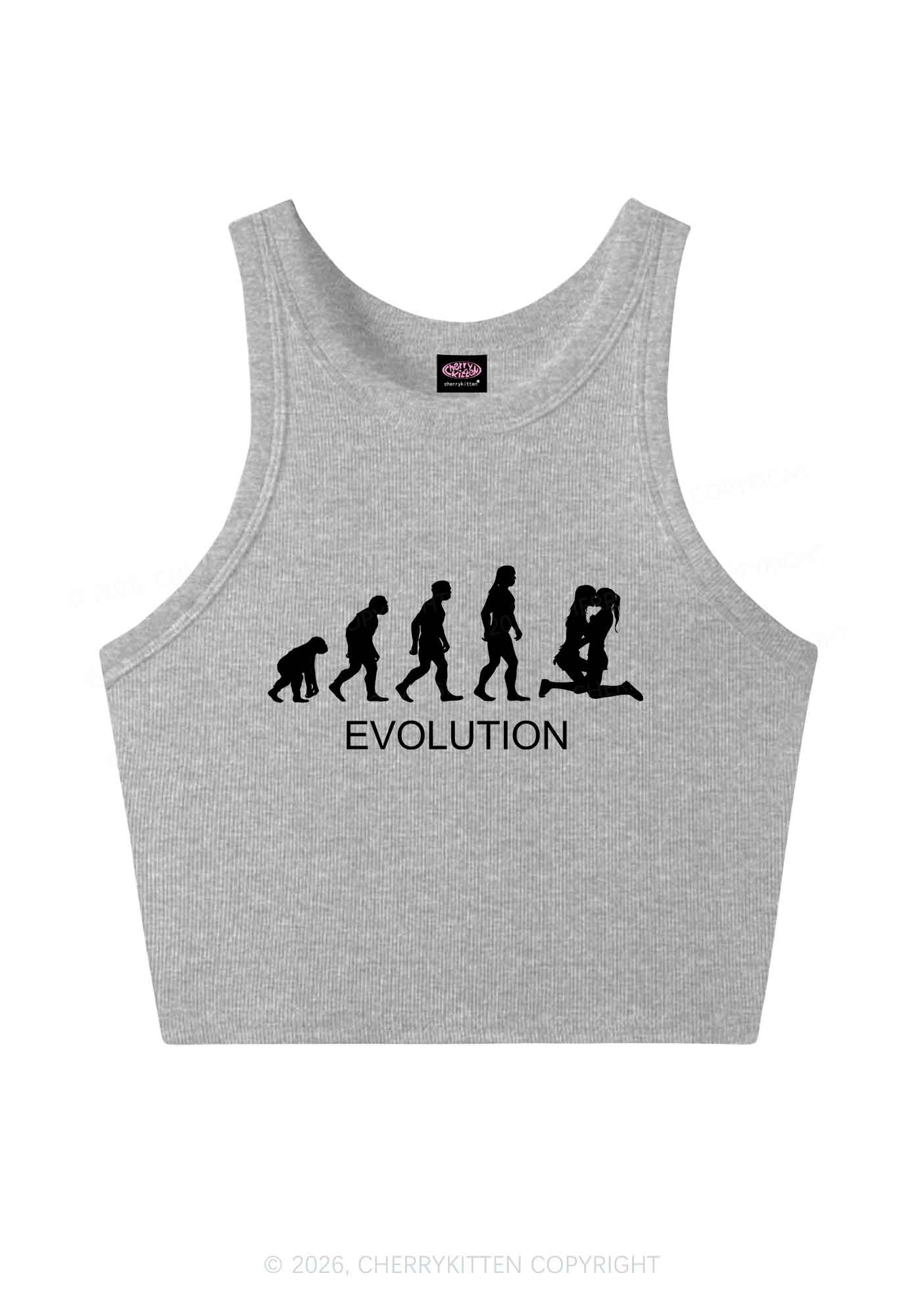 Lesbian Evolution Pride Y2K Crop Tank Top Cherrykitten