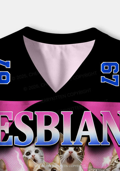 Lesbians Eat What Cat Pride Y2K Crop Sport Jersey Shirts Cherrykitten