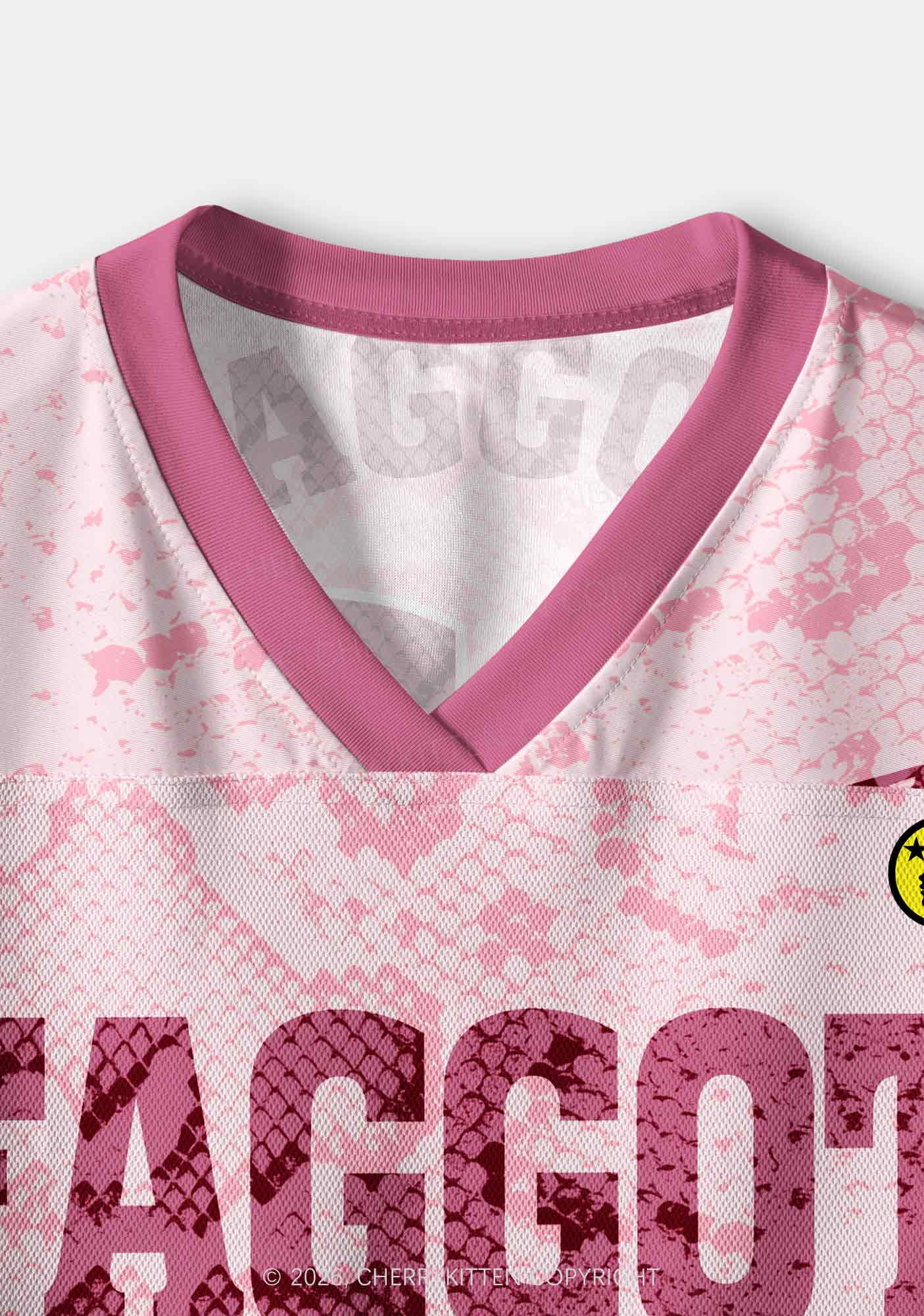 Pink Snakeskin Texture Faggot Pride Y2K Crop Sport Jersey Shirts Cherrykitten