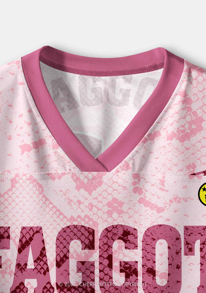 Pink Snakeskin Texture Faggot Pride Y2K Crop Sport Jersey Shirts Cherrykitten