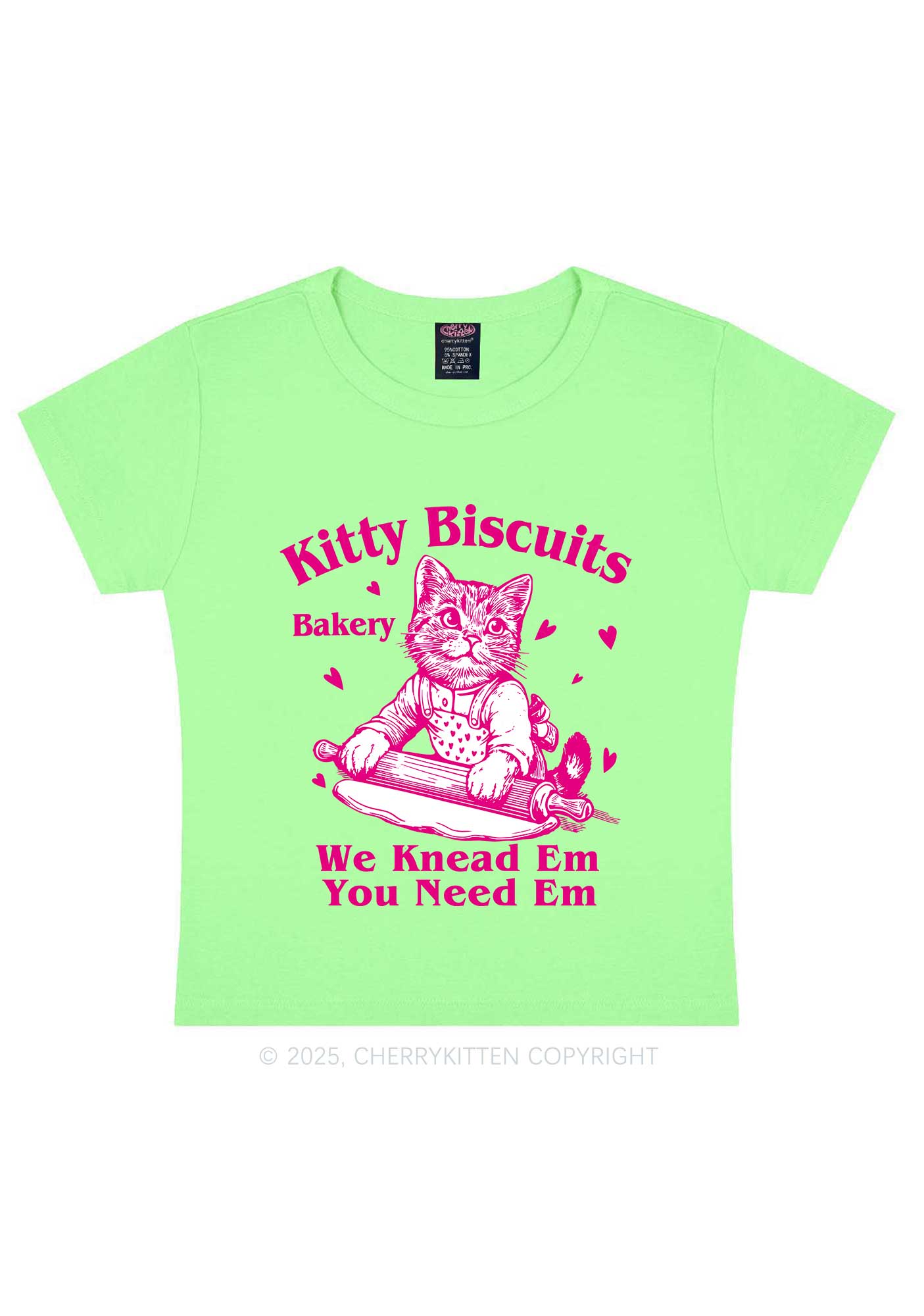 Kitten Biscuits Bakery Valentine's Day Y2K Baby Tee Cherrykitten