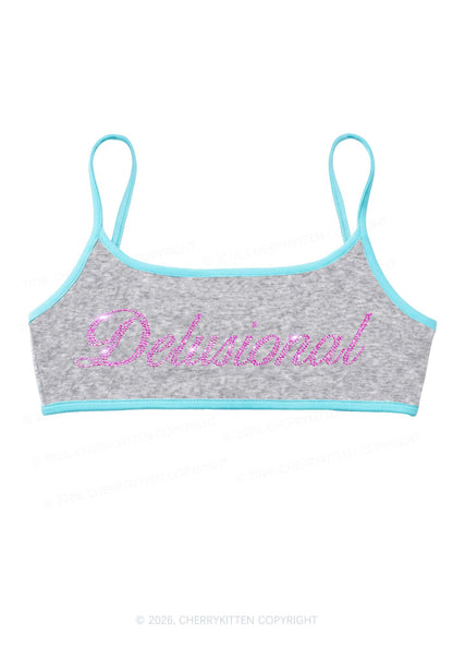 Rhinestone Delusional Y2K Super Crop Cami Cherrykitten