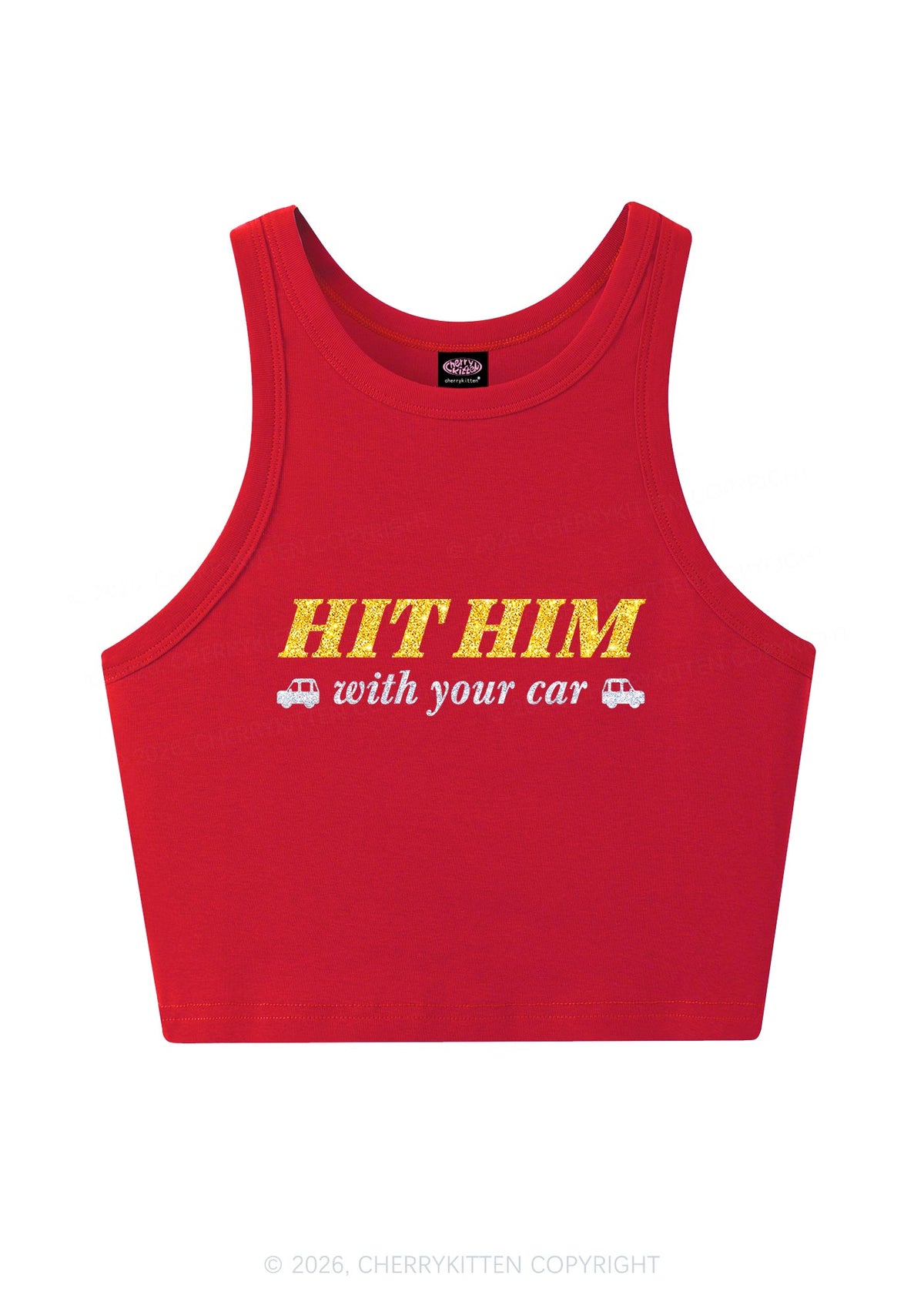Glitter Hit Him Y2K Crop Tank Top Cherrykitten
