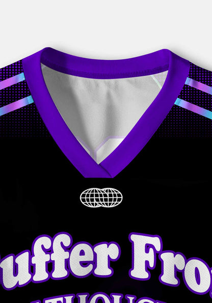 Purple Suffer From Gay Thoughts Pride Y2K Crop Sport Jersey Shirts Cherrykitten
