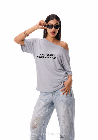 Never Met A Man Pride Y2K Off Shoulder Tee Cherrykitten