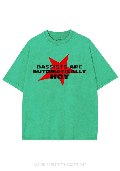 Bassists Are Automatically Hot Y2K Shirts Washed Tee Cherrykitten