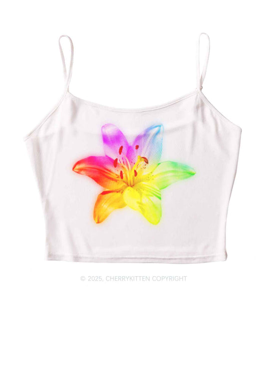 Rainbow Lily Pride Y2K Mesh Cami Tank Cherrykitten