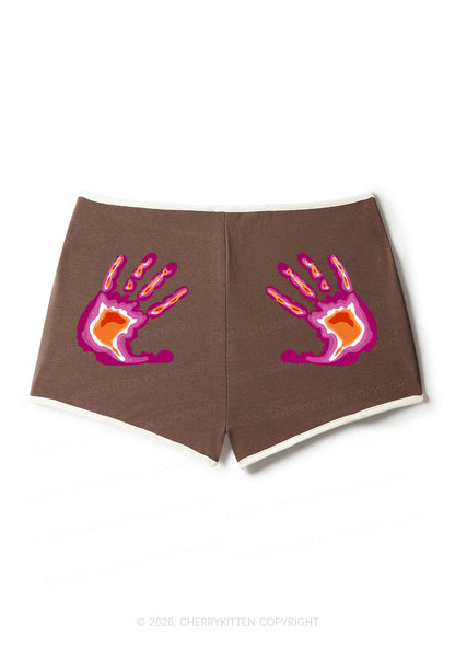 Lesbian Thermal Hands Pride Y2K Booty Shorts Cherrykitten