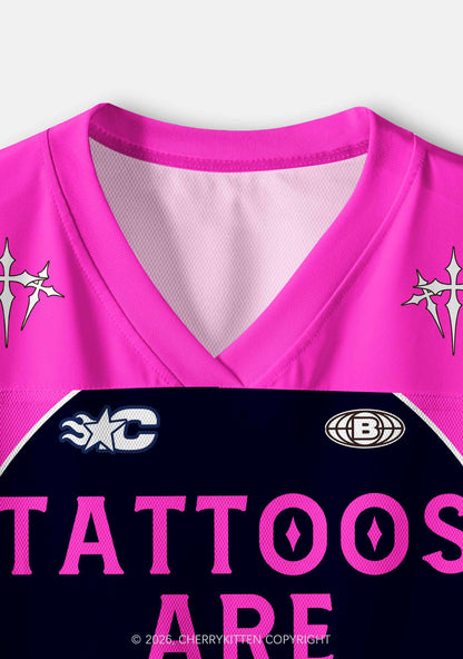 Tattoos Are Tacky Y2K Crop Sport Jersey Shirts Cherrykitten