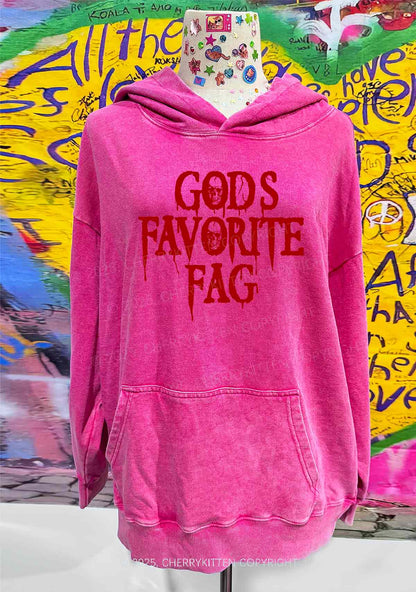 Halloween Gods Favorite Fag Pride Y2K Washed Hoodie Cherrykitten