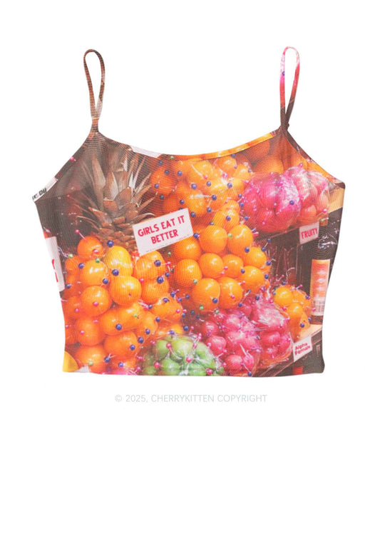 Bisexual Fruit Pride Y2K Mesh Cami Tank Cherrykitten