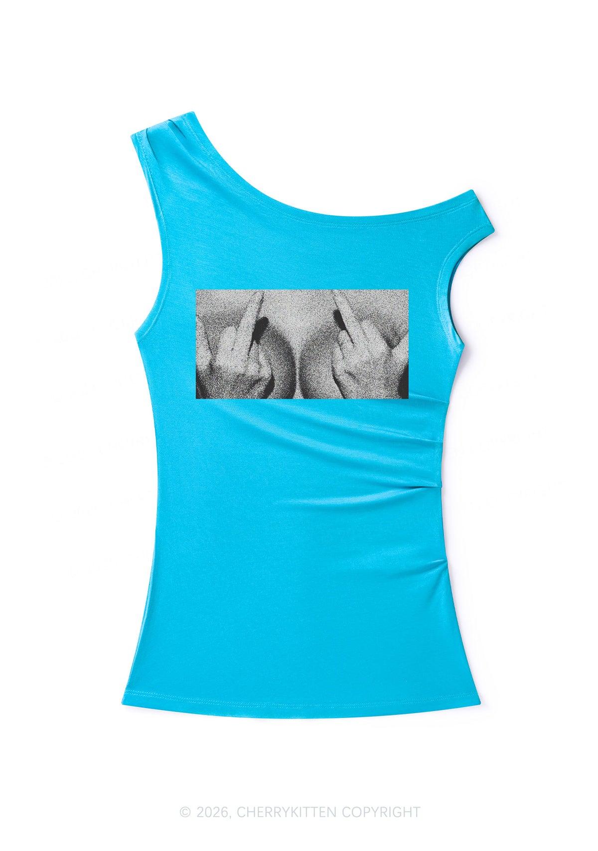 Middle Finger Bxxbs Y2K Off Shoulder Tank Top Cherrykitten