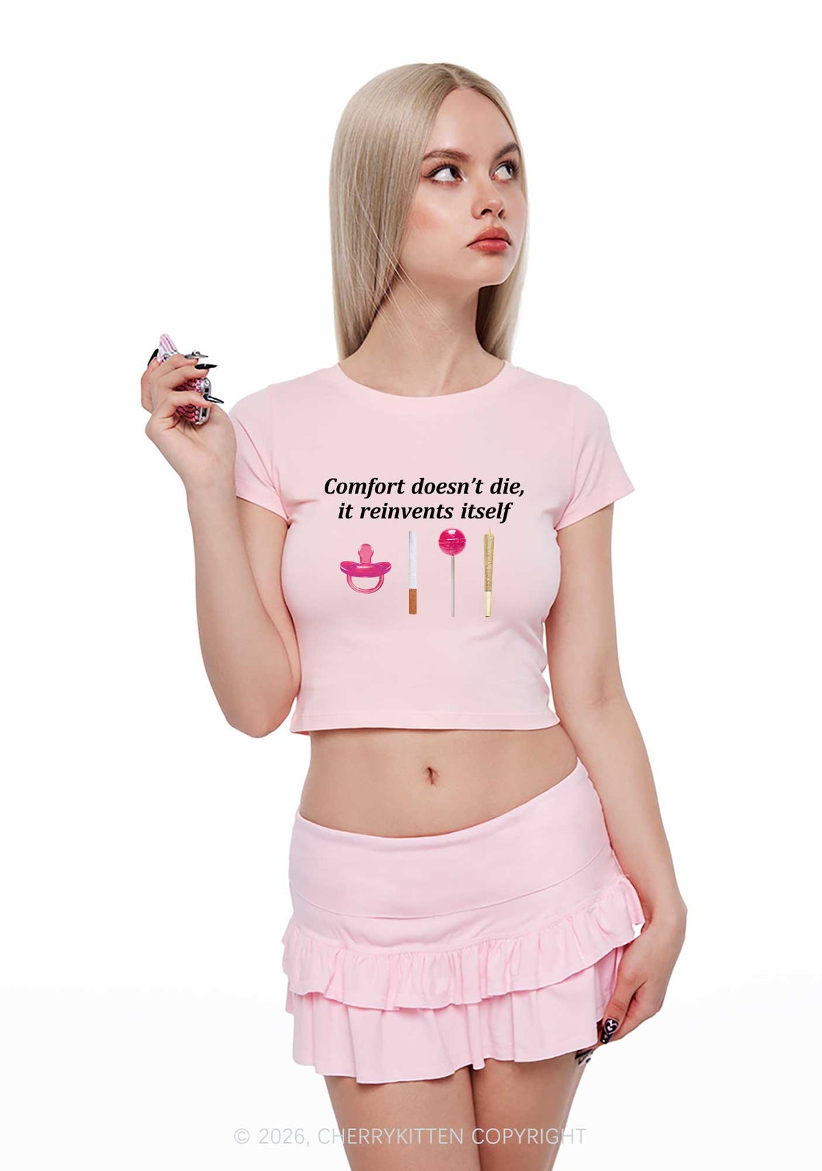 Comfort Doesnt Die Y2K Baby Tee Cherrykitten