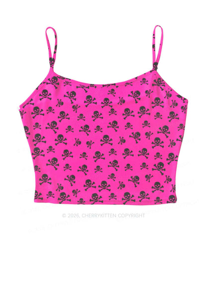 Hot Pink Skulls Y2K Mesh Cami Tank Cherrykitten