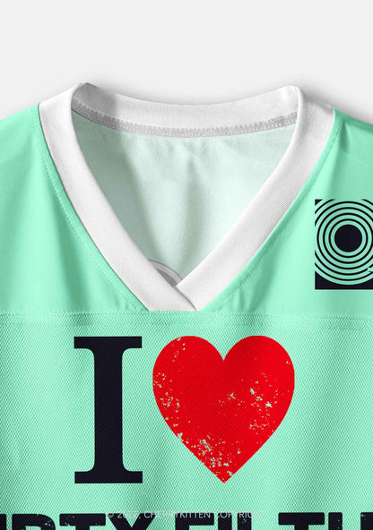 I Love Dirty Filthy Beats Y2K Crop Sport Jersey Shirts Cherrykitten