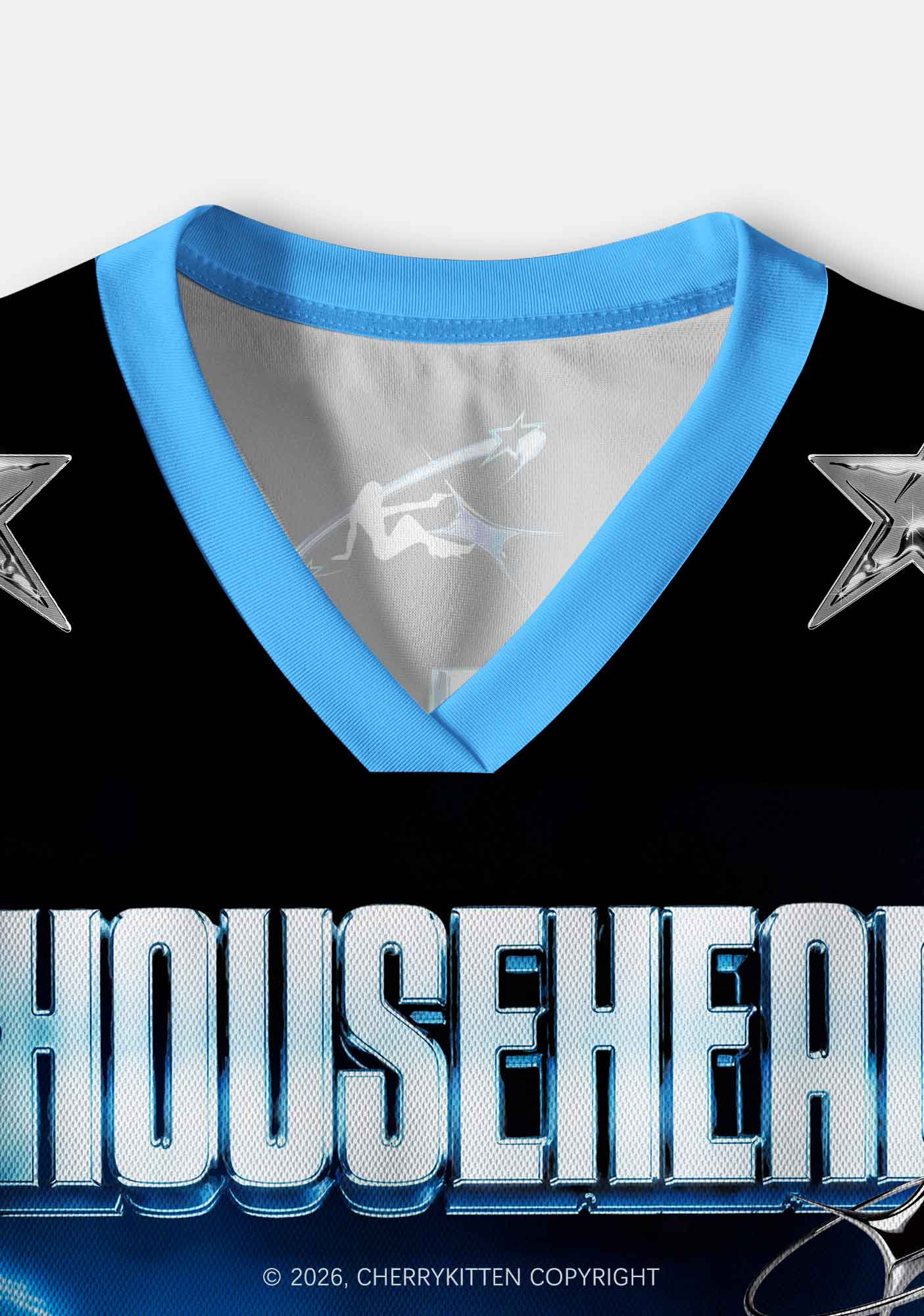Blue Liquid Wave Househead Y2K Crop Sport Jersey Shirts Cherrykitten