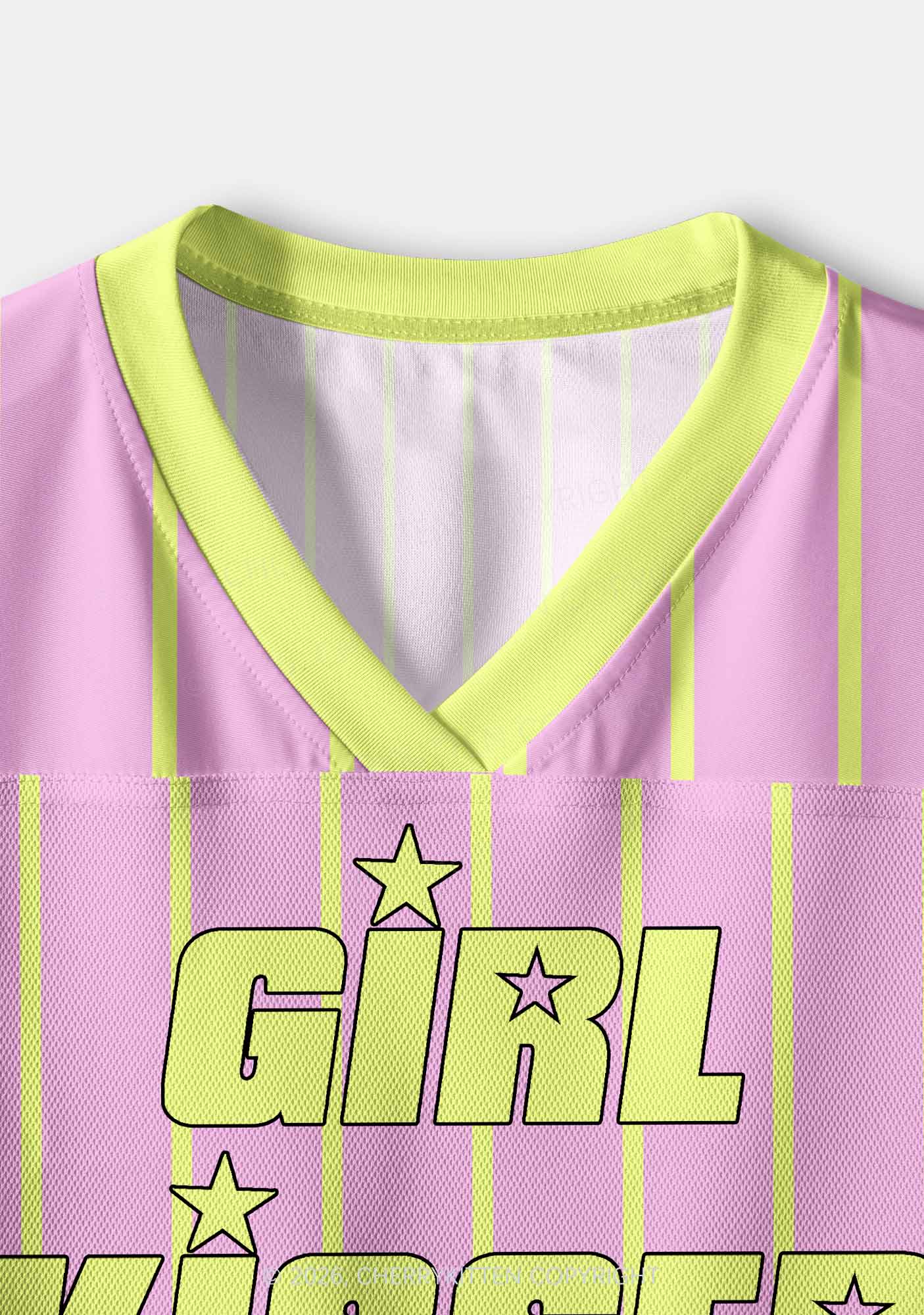 Pale Yellow Girl Kisser Pride Y2K Crop Sport Jersey Shirts Cherrykitten