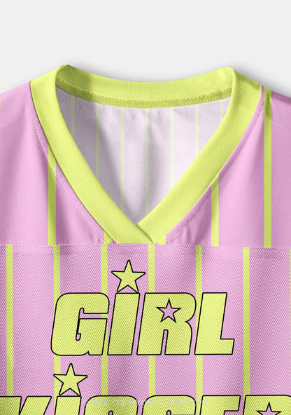 Pale Yellow Girl Kisser Pride Y2K Crop Sport Jersey Shirts Cherrykitten