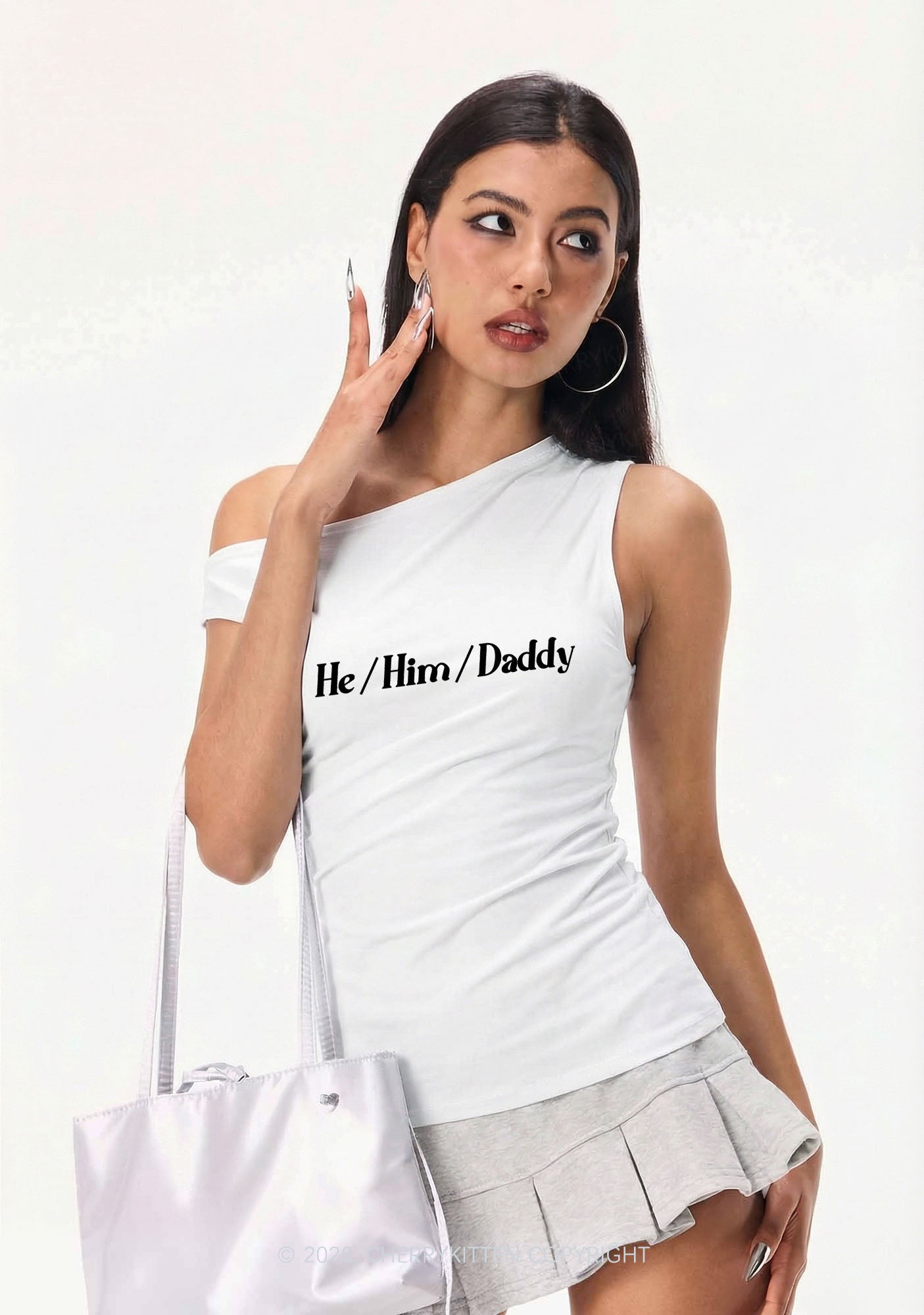 He Him Daddy Pride Y2K Off Shoulder Tank Top Cherrykitten