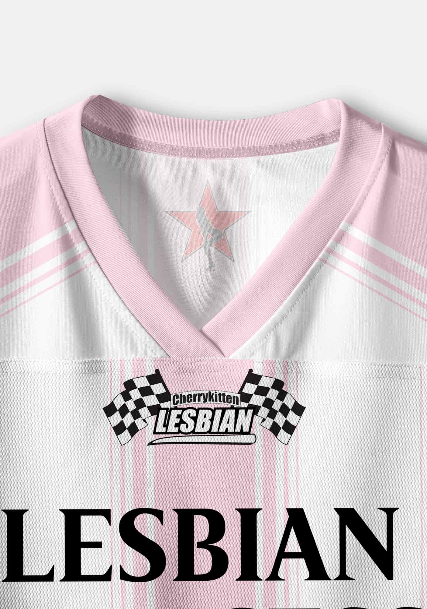 Pale Pink Lesbian Princess Pride Y2K Crop Sport Jersey Shirts Cherrykitten