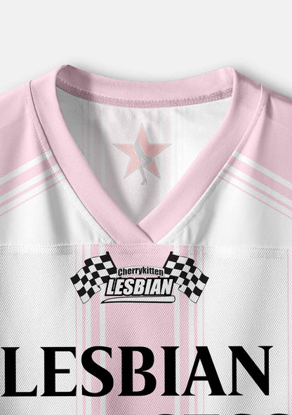 Pale Pink Lesbian Princess Pride Y2K Crop Sport Jersey Shirts Cherrykitten