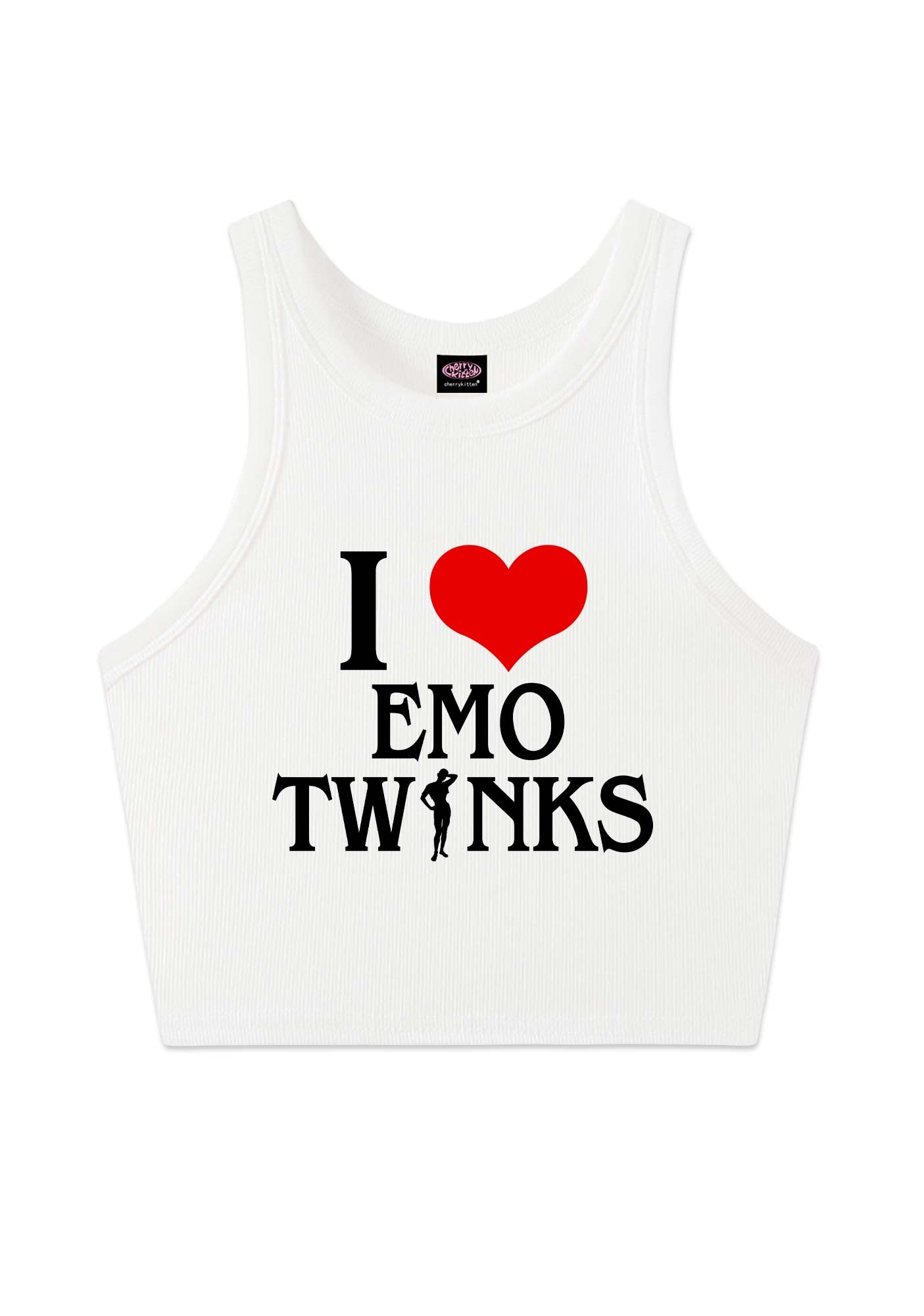 I Love Emo Twinks Pride Y2K Crop Tank Top Cherrykitten