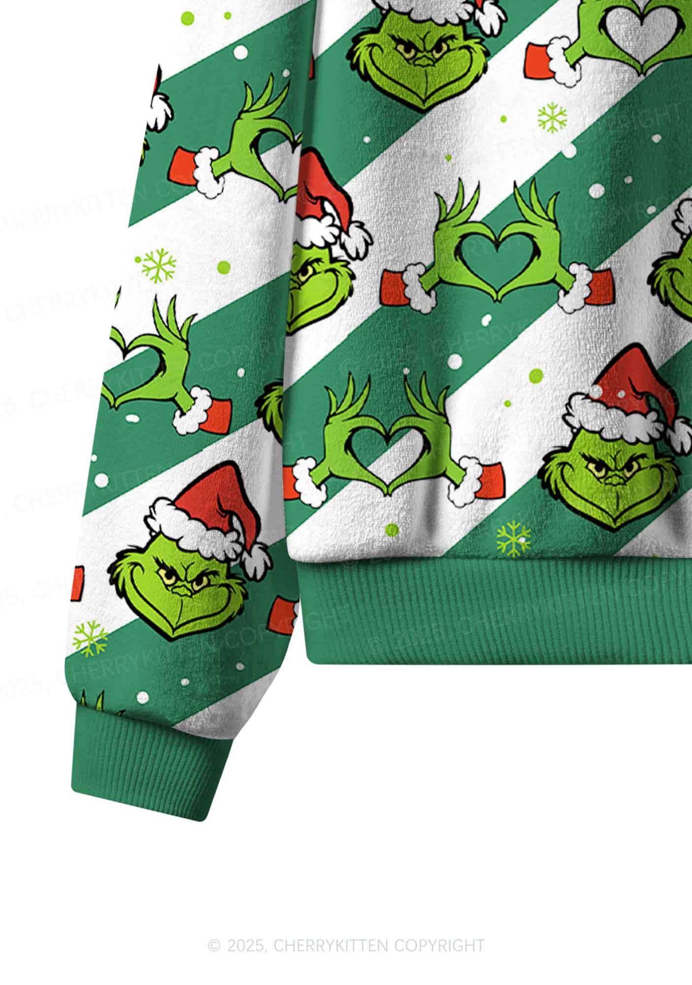 Christmas Hand Heart Y2K Fleece Long Sleeve Pajama Set Cherrykitten