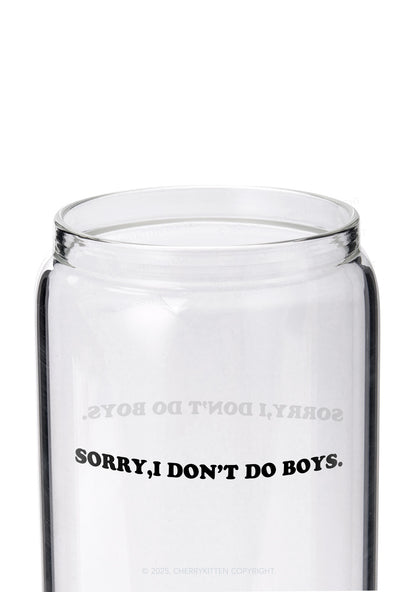 Sorry I Don't Do Boys  Pride Y2K Printed Glass Cup Cherrykitten