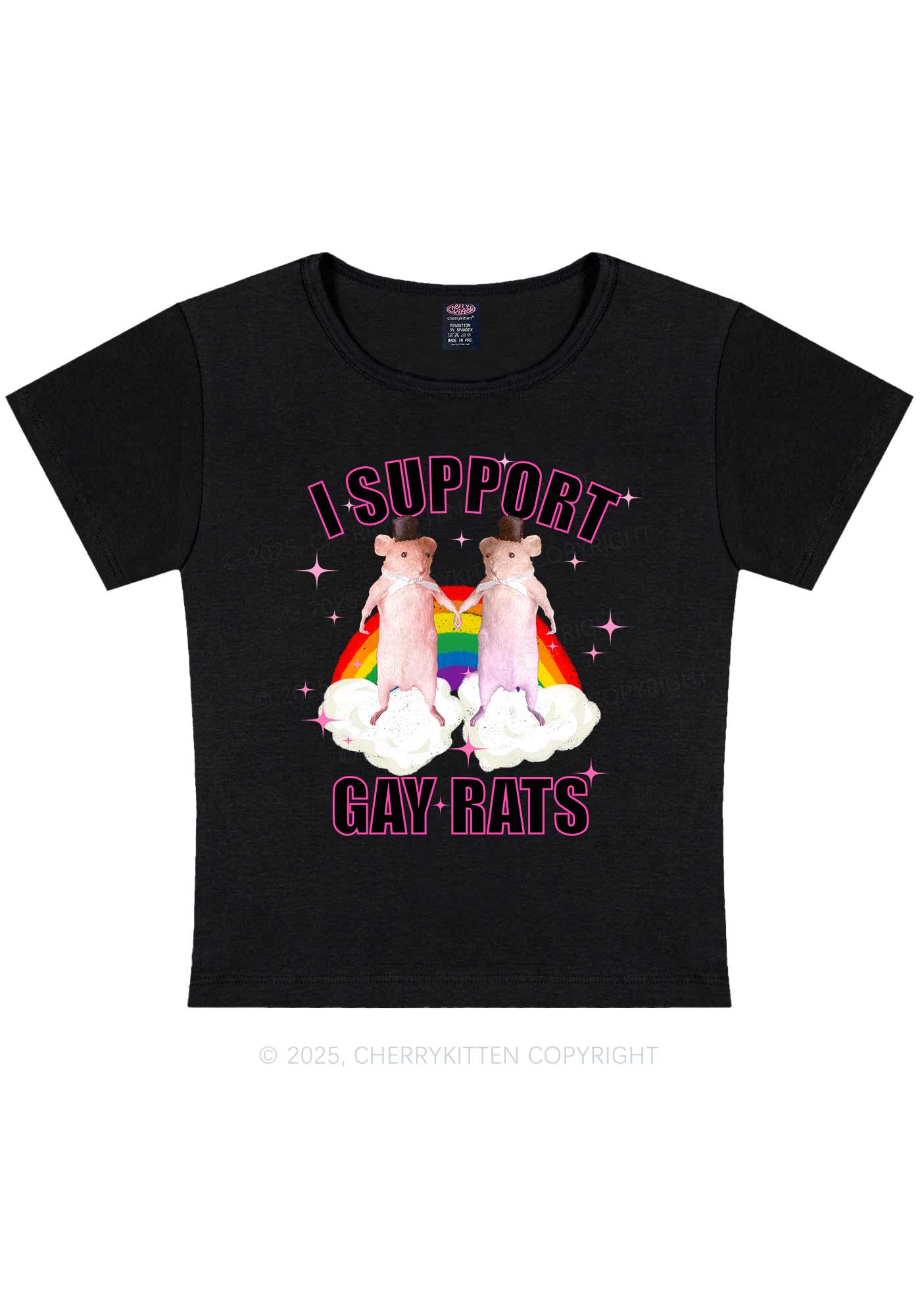 Support Gay Rats Pride Y2K Baby Tee Cherrykitten