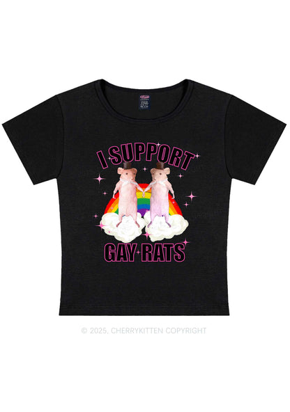 Support Gay Rats Pride Y2K Baby Tee Cherrykitten