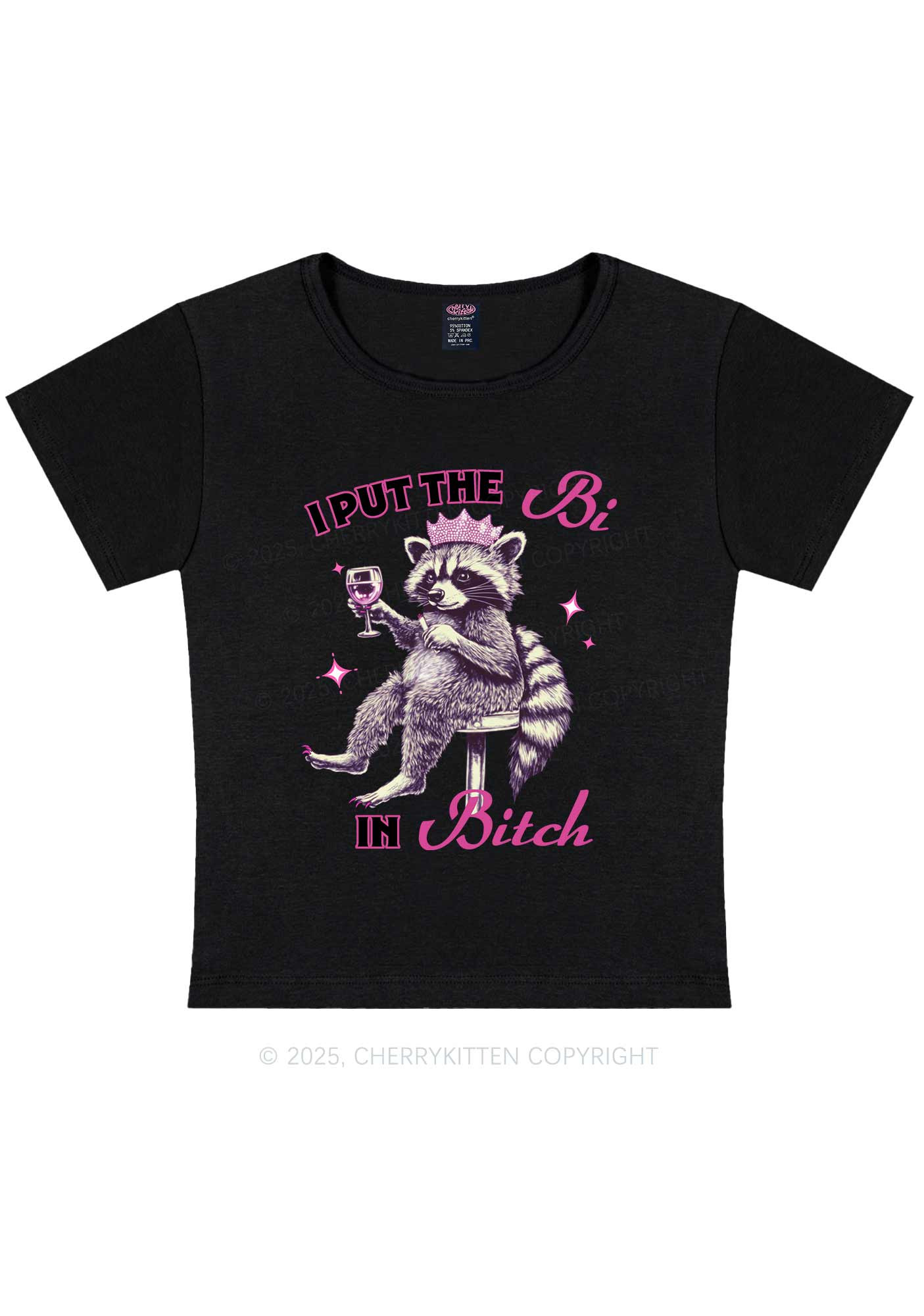 Bi Bxxch Raccoon Pride Y2K Baby Tee Cherrykitten