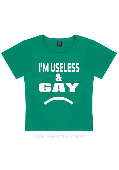 Useless Gay Pride Y2K Baby Tee Cherrykitten