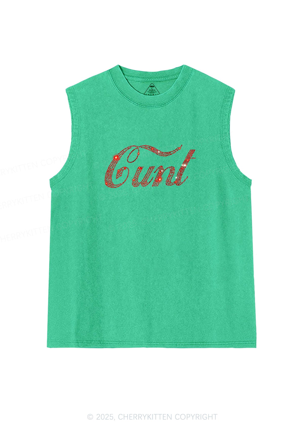 Rhinestone Special Cxxt Y2K Washed Muscle Tank Cherrykitten