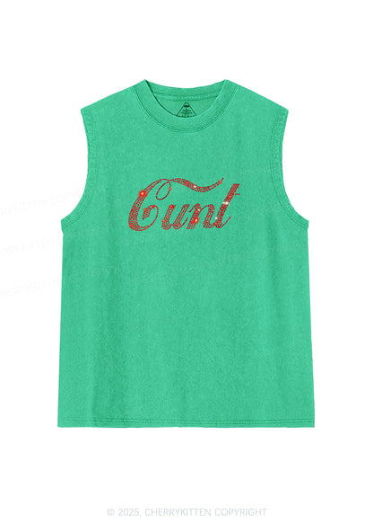 Rhinestone Special Cxxt Y2K Washed Muscle Tank Cherrykitten