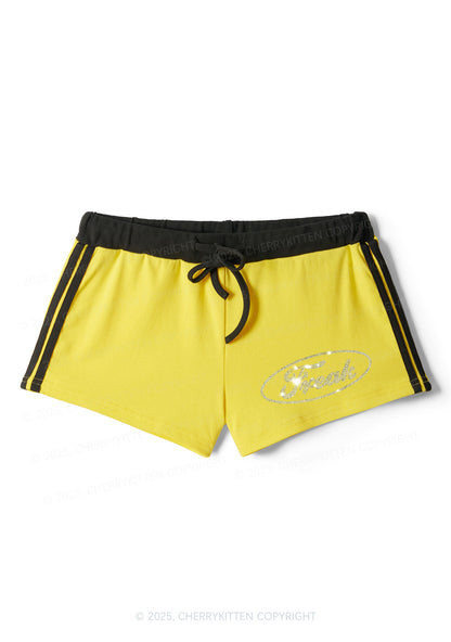 Rhinestone Mini Oval Freak Y2K Drawstring Mini Shorts Cherrykitten