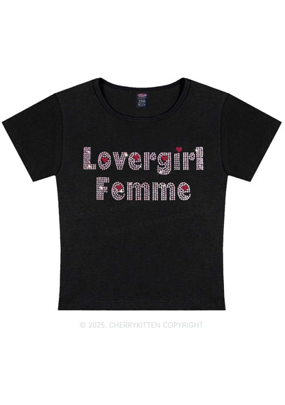 Rhinestone Lovergirl Femme Y2K Baby Tee Cherrykitten