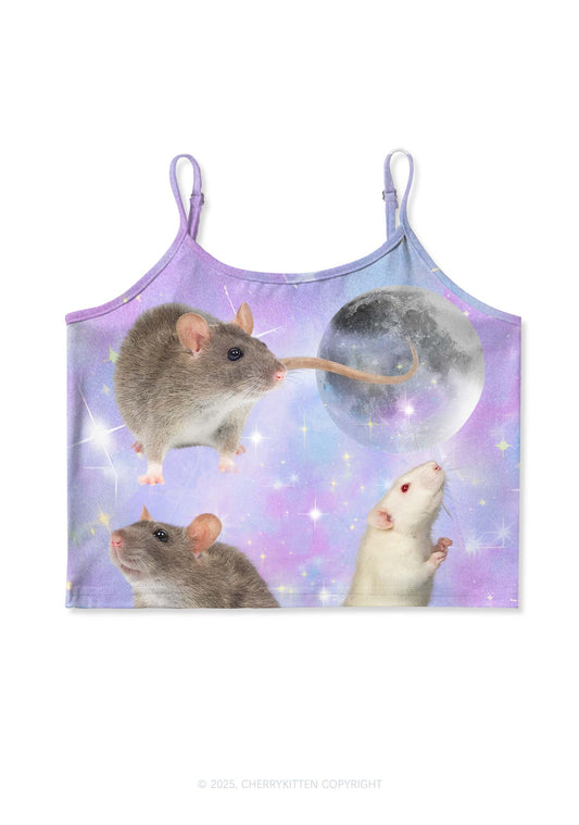 Three Rats Moon Y2K Print Cami Crop Top Cherrykitten