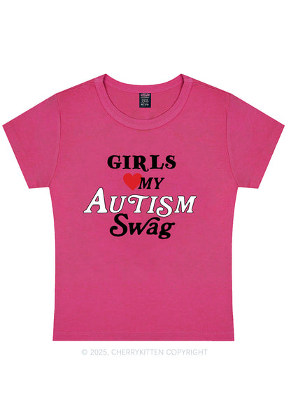 Girls Love Autism Swag Y2K Baby Tee Cherrykitten