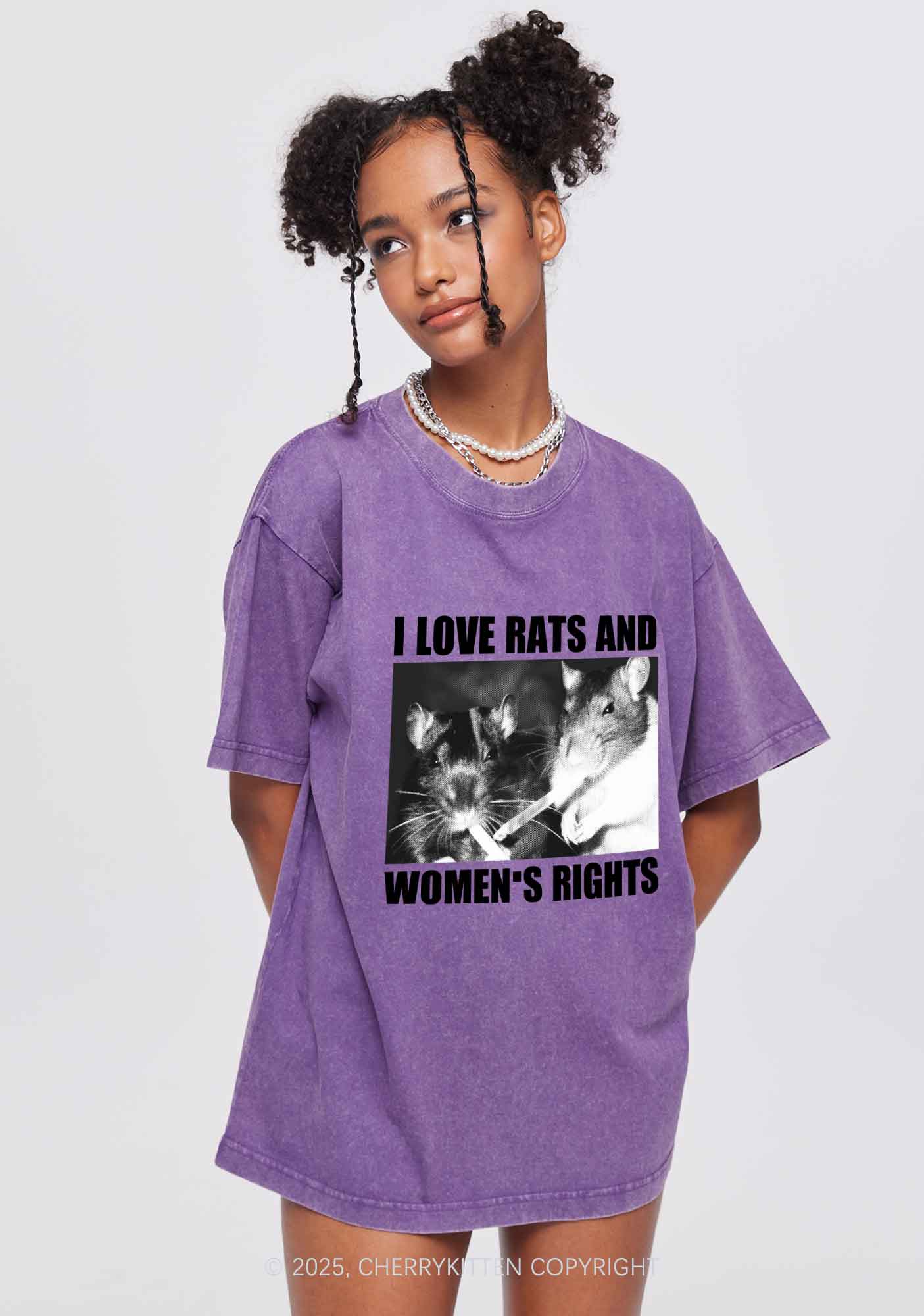 I Love Smoking Rats Y2K Shirts Washed Tee Cherrykitten
