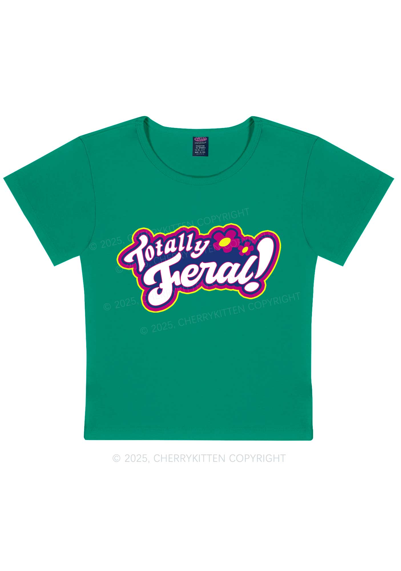 Totally Feral Y2K Baby Tee Cherrykitten