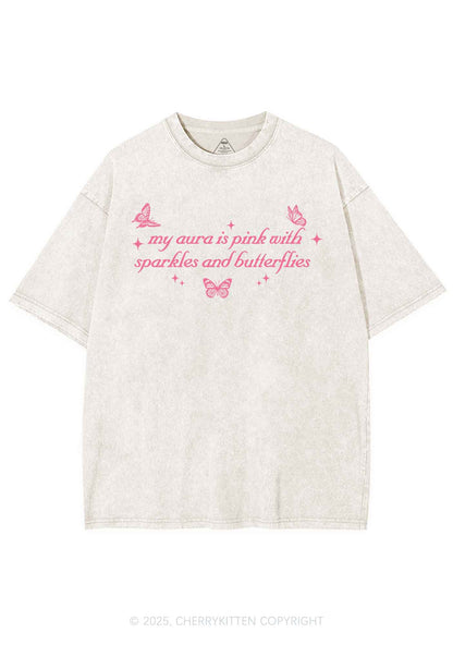 My Aura Is Pink Y2K Shirts Washed Tee Cherrykitten