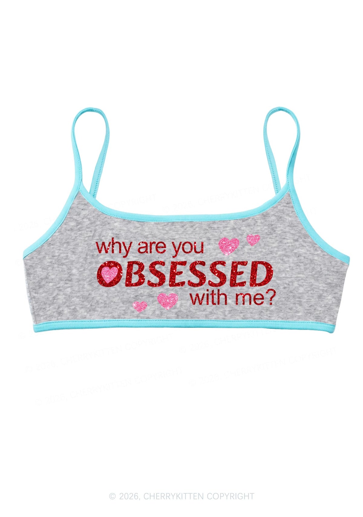 Glitter Obsessed With Me Y2K Super Crop Cami Cherrykitten
