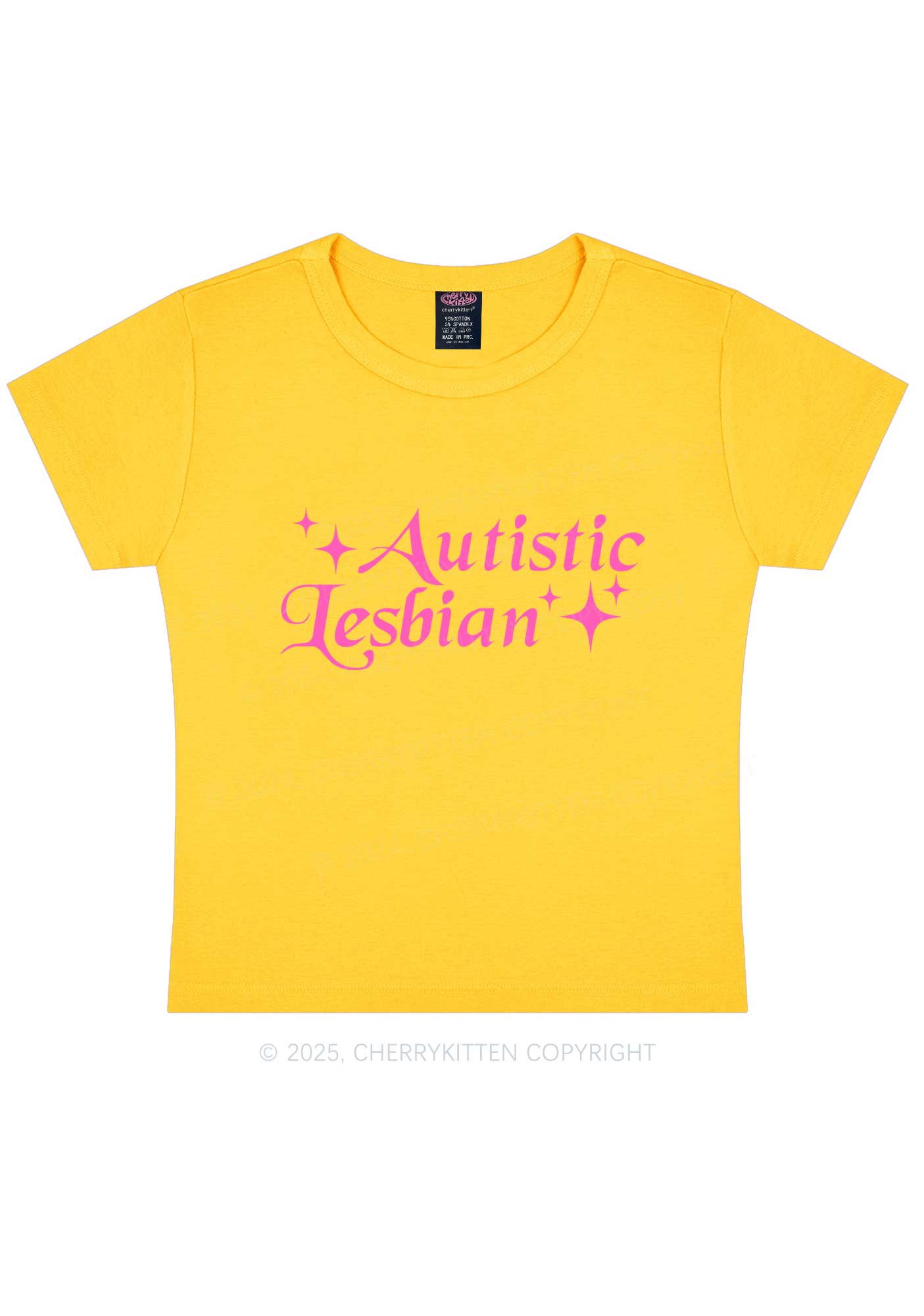 Autistic Lesbian Y2K Baby Tee Cherrykitten