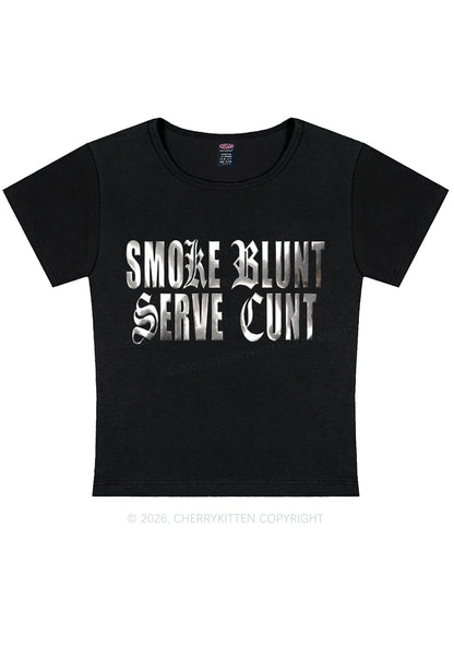 Smoke Blunt Silver Foil Printed Y2K Baby Tee Cherrykitten