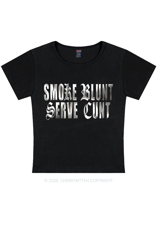 Smoke Blunt Silver Foil Printed Y2K Baby Tee Cherrykitten