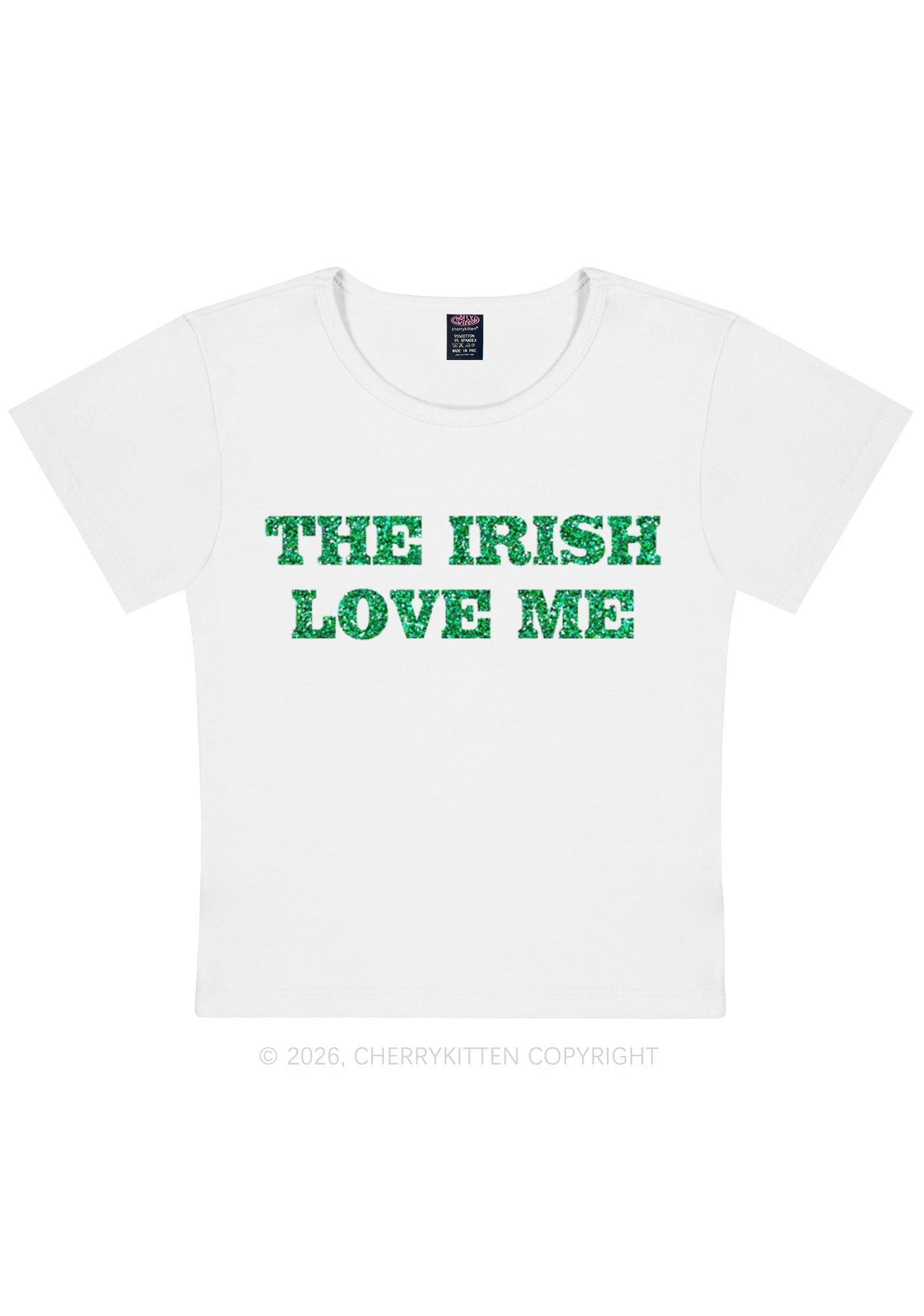 Glitter The Irish Love Me St Patricks Y2K Baby Tee Cherrykitten