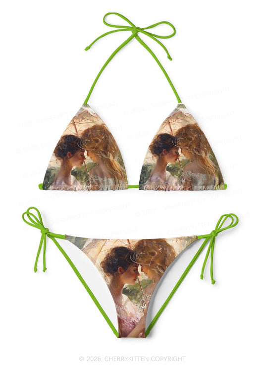 Dreamy Cottagecore Lovers Pride Y2K Print Bikini Set Cherrykitten