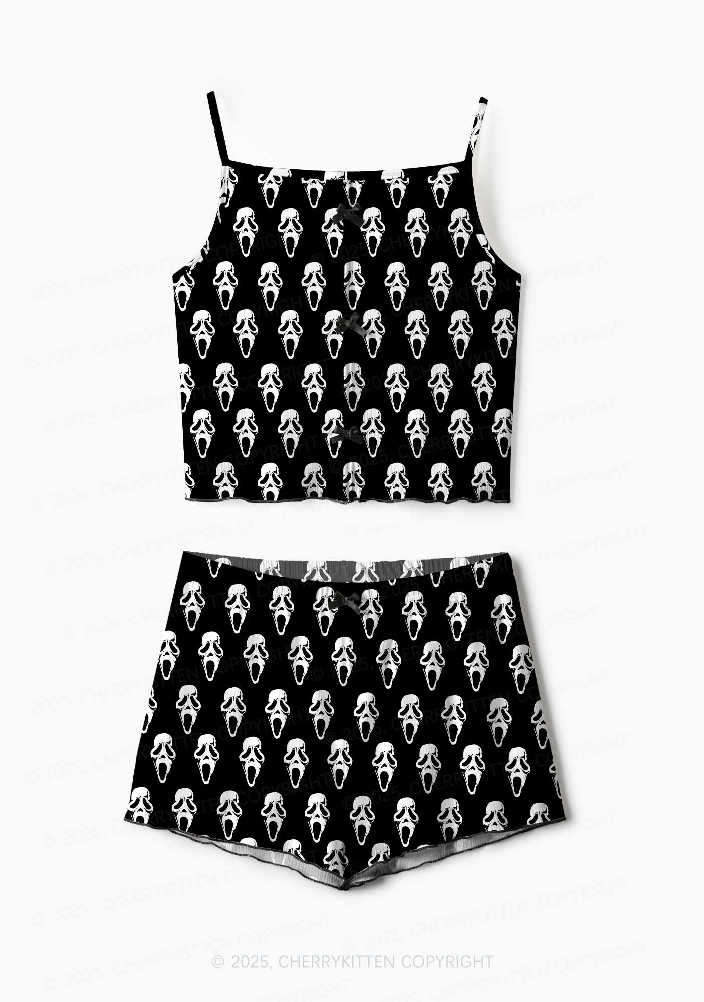 Halloween Spooky Ghost Y2K Print Cami Shorts Pajama Set Cherrykitten