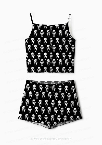 Halloween Spooky Ghost Y2K Print Cami Shorts Pajama Set Cherrykitten